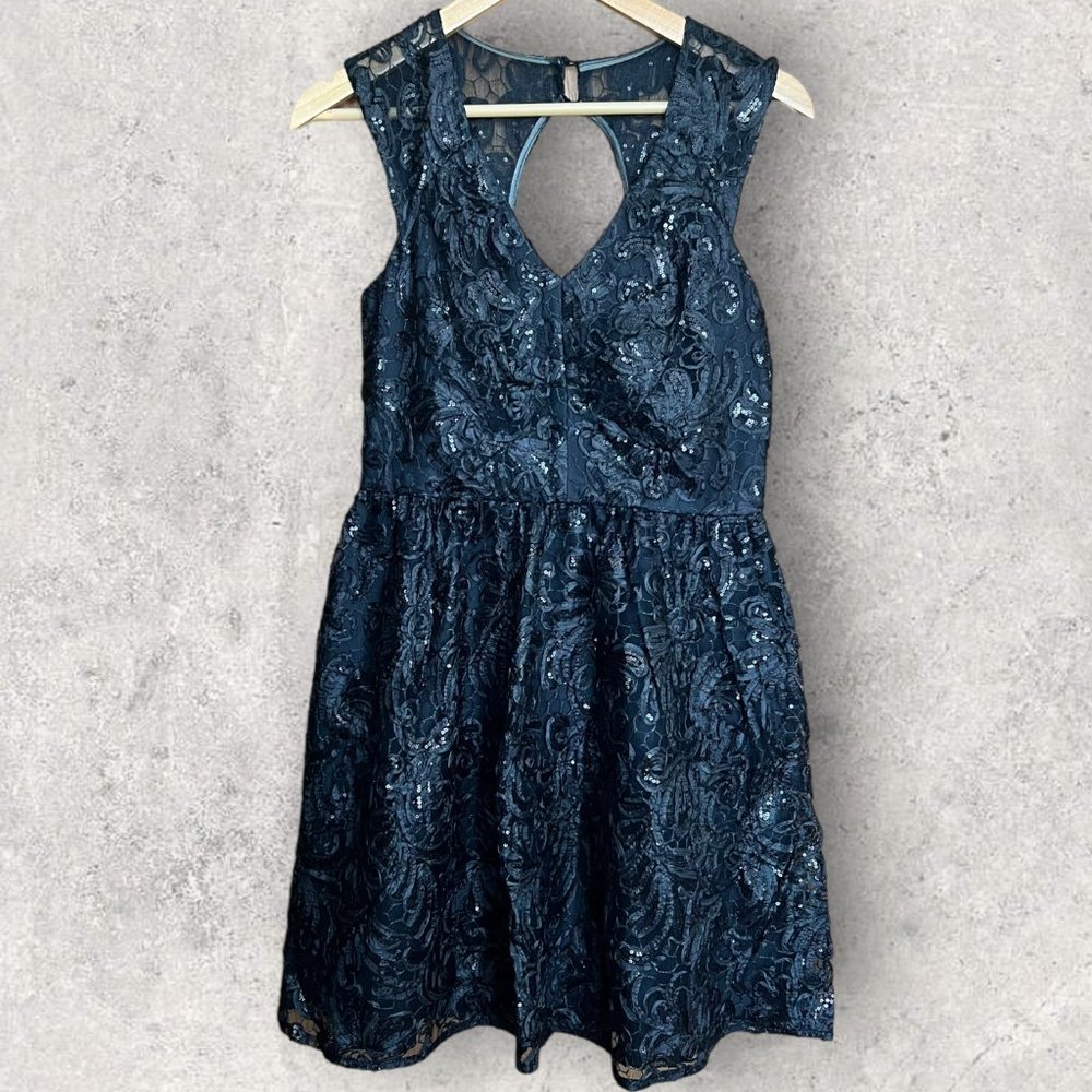 Black Sequin Mini Party Dress
